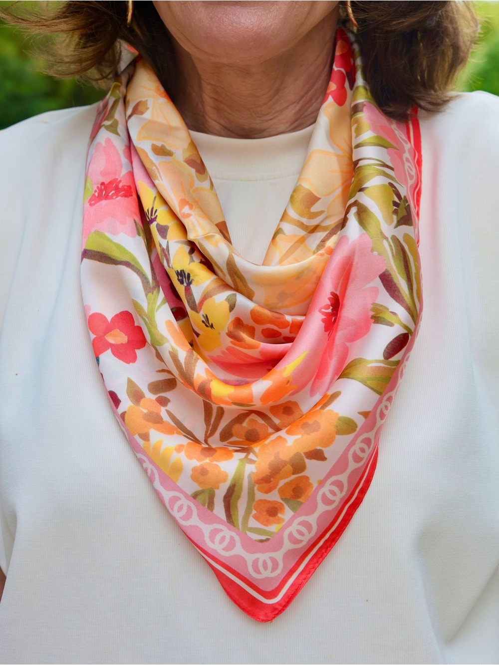Caroline Hill Elora Pink Multi Floral Print Scarf